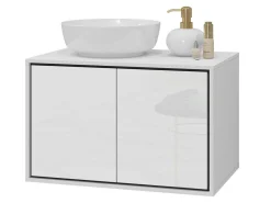 Vægbadeværelsesskab til håndvask Tecavu 103 (Glansfuld hvid + Hvid)