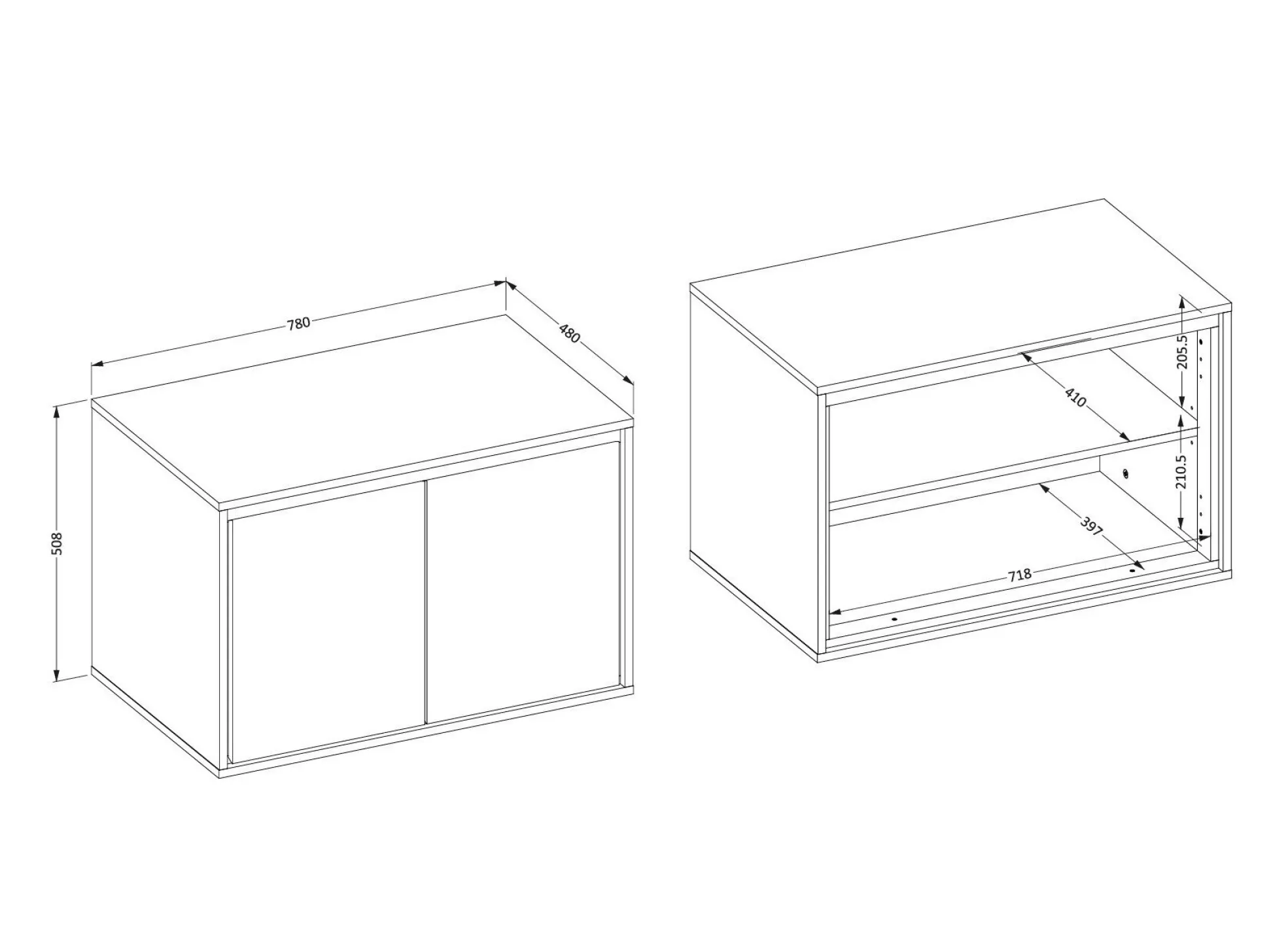Vægbadeværelsesskab til håndvask Tecavu 103 (Glansfuld hvid + Hvid)