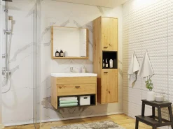 Vægmonteret badeværelsesskab Velum (Sort + Artisan eg)