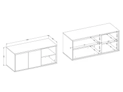 Vægmonteret badeværelsesskab Tecavu 104 (Glansfuld hvid + Hvid)