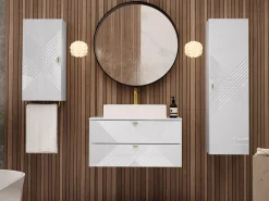 Vægmonteret badeværelsesskab Natar I (Hvid + Glansfuld hvid)