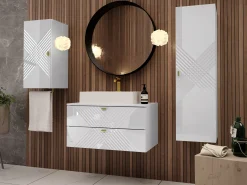 Vægmonteret badeværelsesskab Natar I (Hvid + Glansfuld hvid)