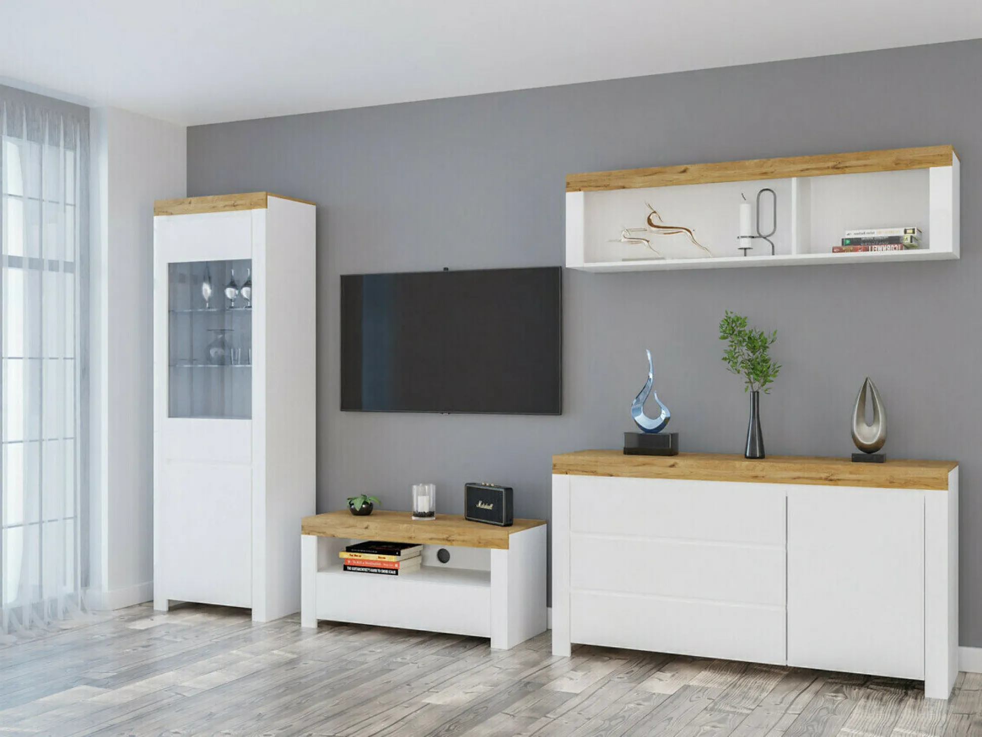 Vægreol Sonsoru 109 (Hvid + Glansfuld hvid + Wotan eg)