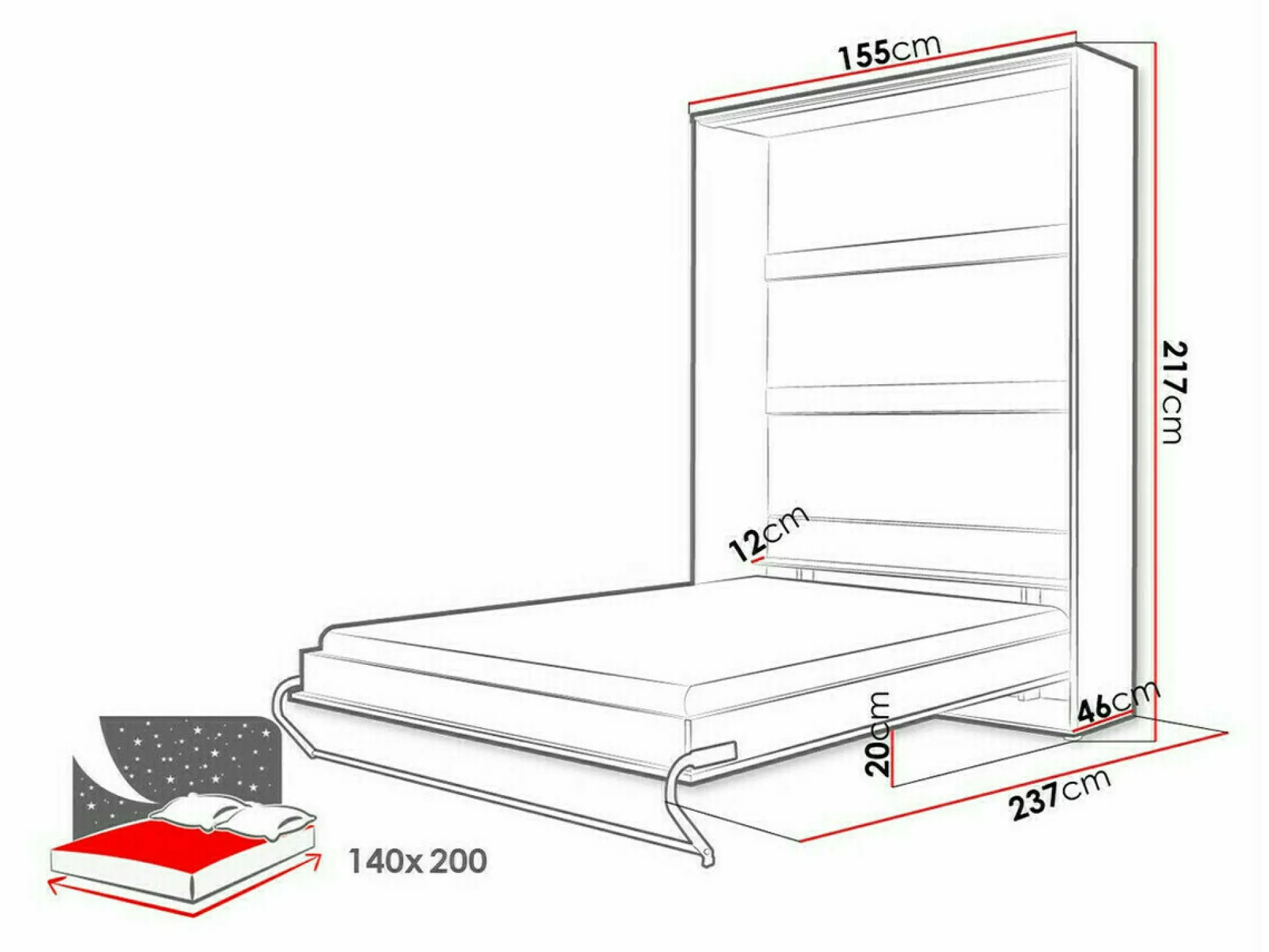 Vægseng Concept Pro Lenart Levfere 136 (Grå)