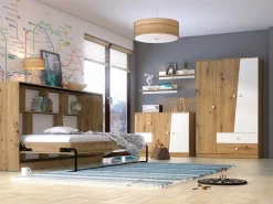 Vægseng Mirelbu 114 (Artisan eg + Hvid + Sort)