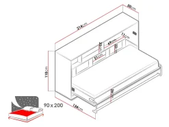 Vægseng Mirelbu 114 (Artisan eg + Hvid + Sort)