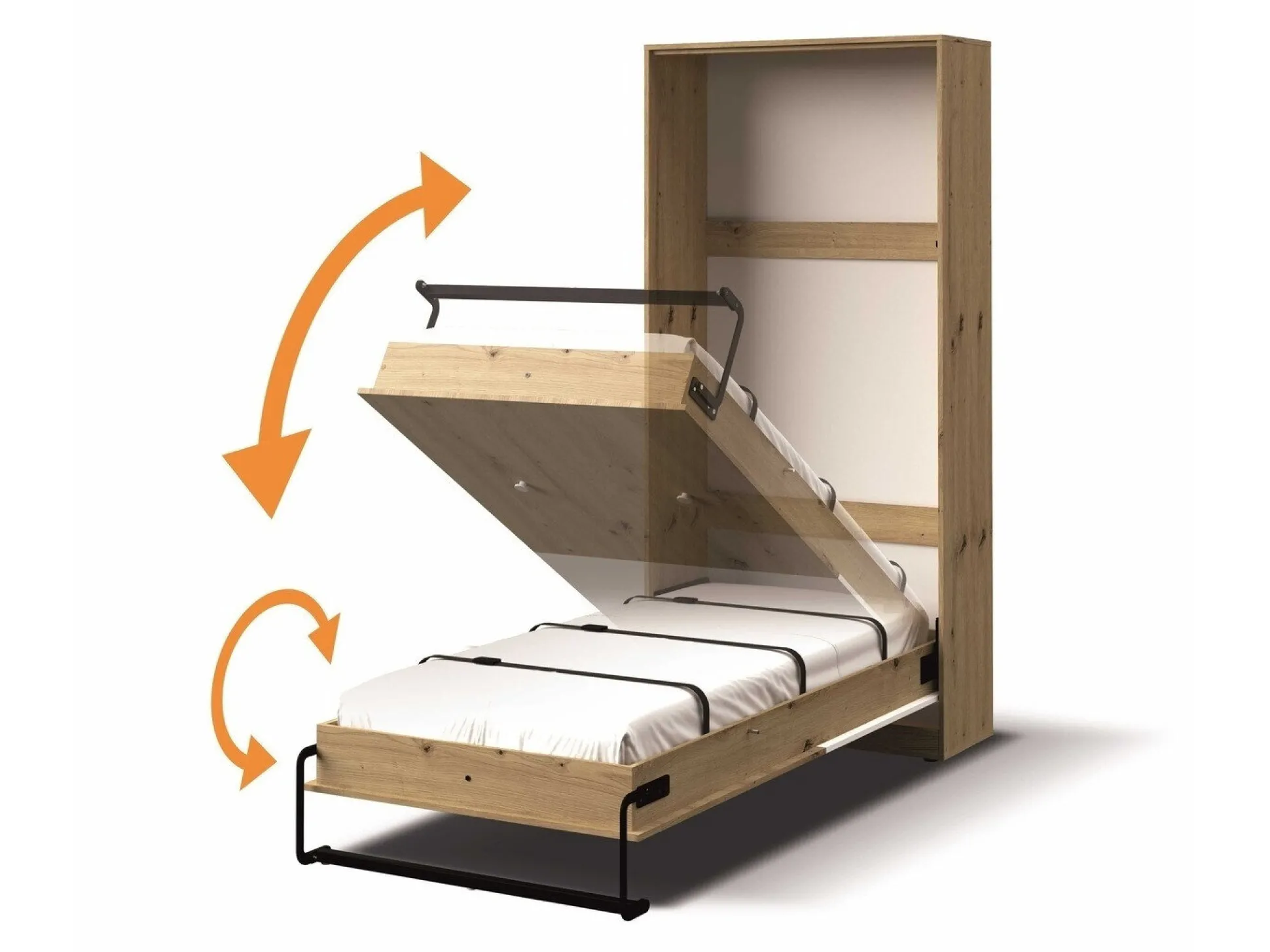 Vægseng Mirelbu 113 (Artisan eg + Hvid + Sort)