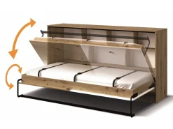 Vægseng Mirelbu 114 (Artisan eg + Glansfuld hvid + Grå)