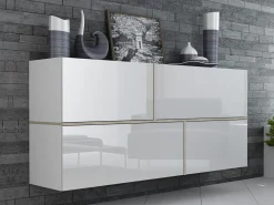 Vægskab Charlotte 100 (Hvid + Glansfuld hvid + Sonoma eg)