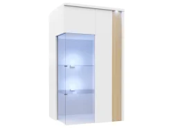 Vægskab Florem I (Hvid + Glansfuld hvid + Lyst træ)