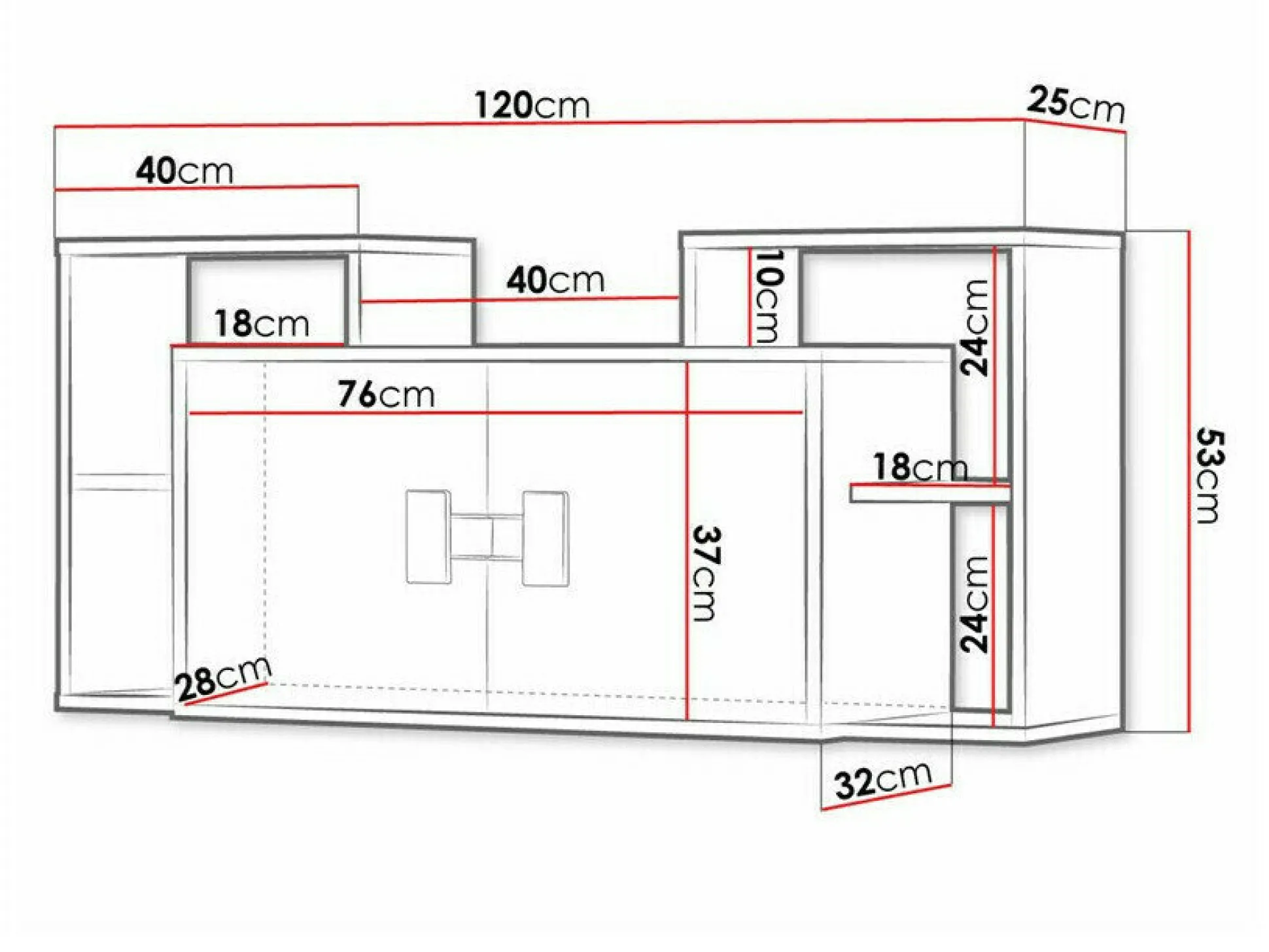 Vægskab Florevi 107 (Mat hvid + Artisan eg)