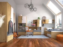 Vægskab Mirelbu 111 (Artisan eg + Glansfuld hvid)