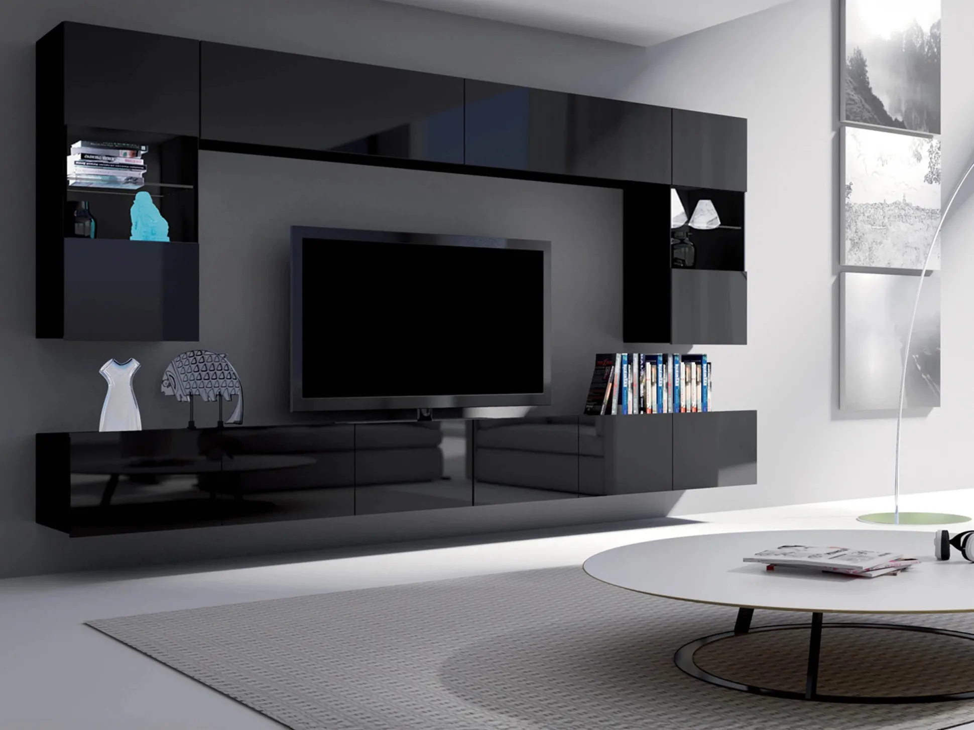 Vægskab Remus (Sort + Blank sort)