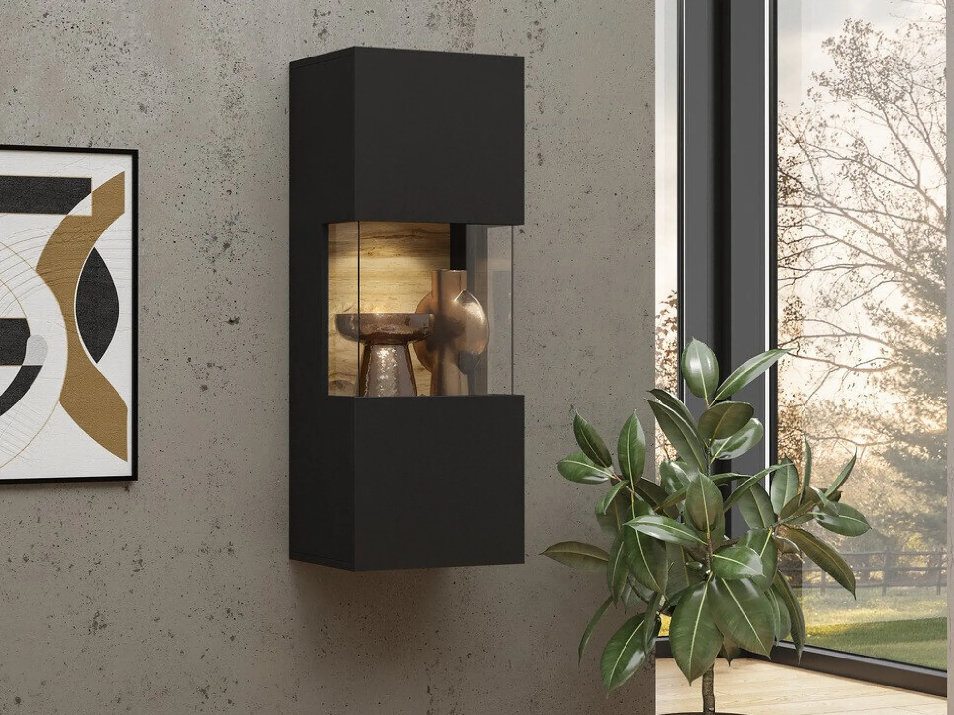 Vægskab Revmiru 101 (Sort + Wotan eg)